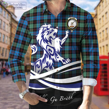 Guthrie Ancient Tartan Long Sleeve Button Up Shirt with Alba Gu Brath Regal Lion Emblem