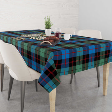 Guthrie Ancient Tartan Tablecloth with Clan Crest and the Golden Sword of Courageous Legacy