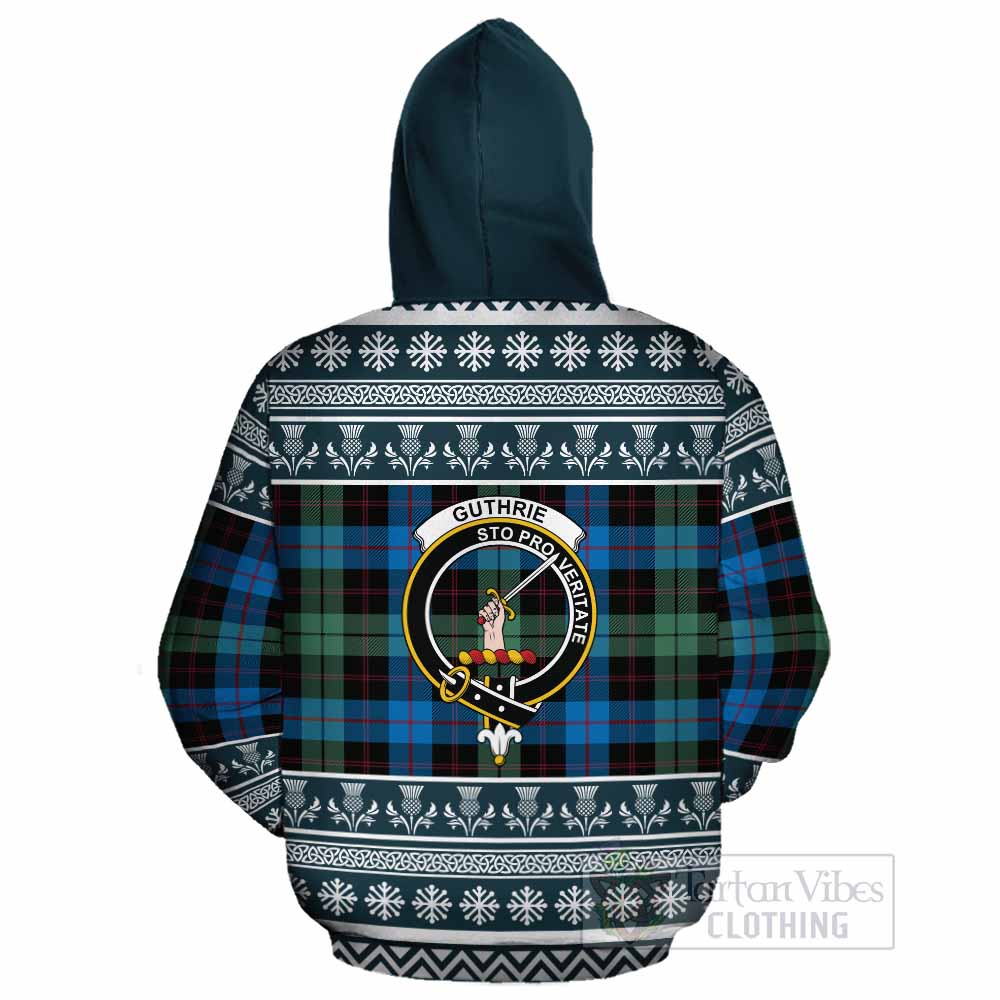 Guthrie Clan Tartan Christmas Cotton Hoodie with Family Crest - Tartan Vibes Clothing