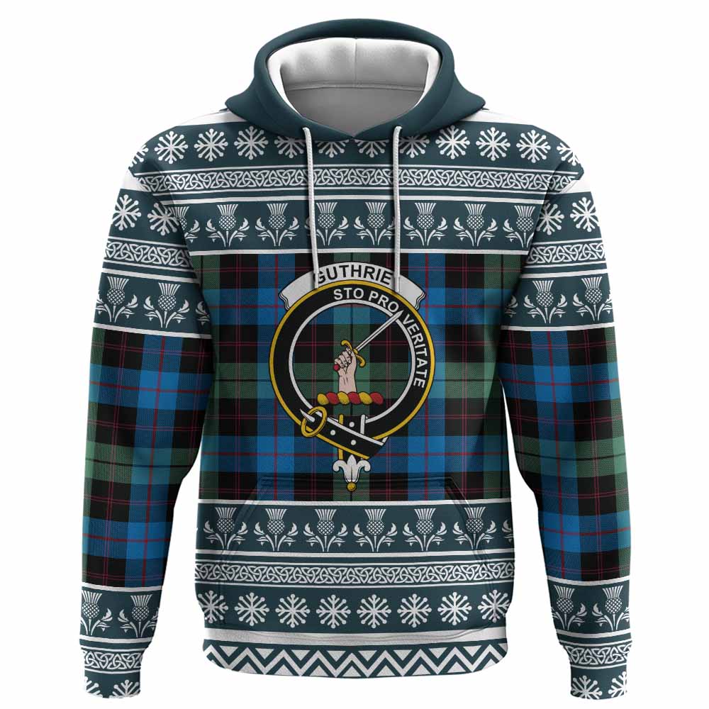 Guthrie Clan Tartan Christmas Hoodie with Family Crest - Tartan Vibes Clothing