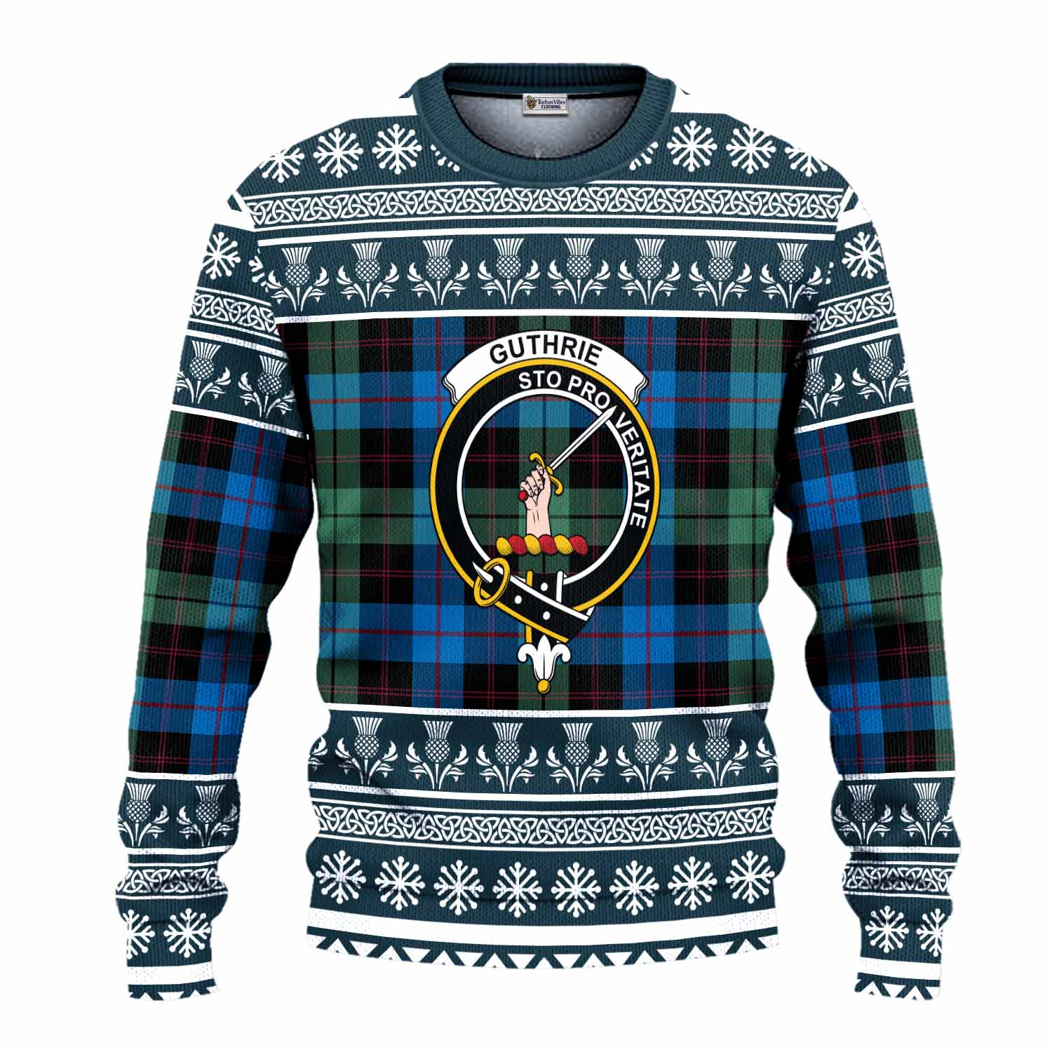 Guthrie Clan Tartan Christmas Ugly Sweater with Family Crest - Tartan Vibes Clothing