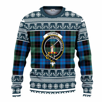 Guthrie Clan Tartan Christmas Ugly Sweater with Family Crest