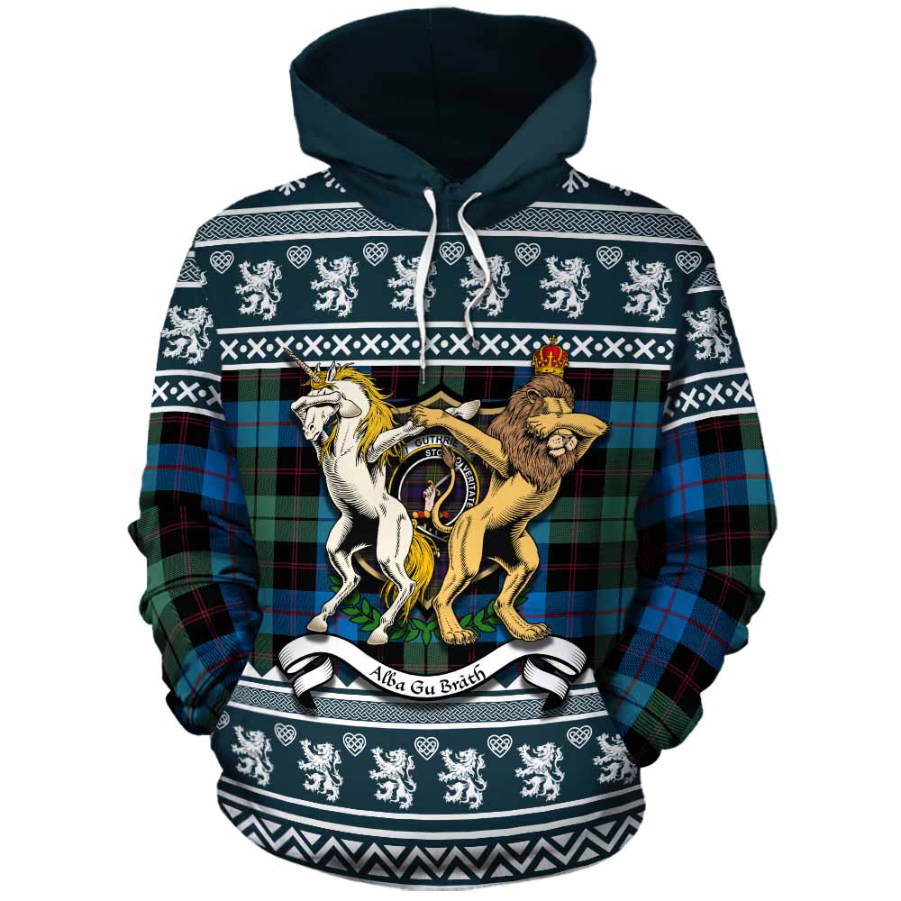 Guthrie Clan Tartan Crest Christmas Cotton Hoodie Coat of Arms Funny Style - Tartan Vibes Clothing
