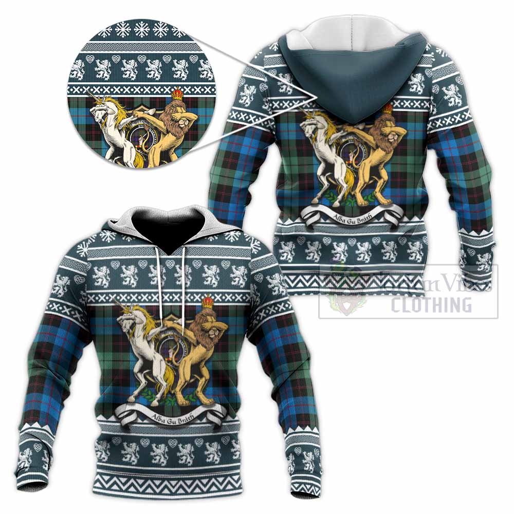 Guthrie Clan Tartan Crest Christmas Knitted Hoodie Coat of Arms Funny Style - Tartan Vibes Clothing