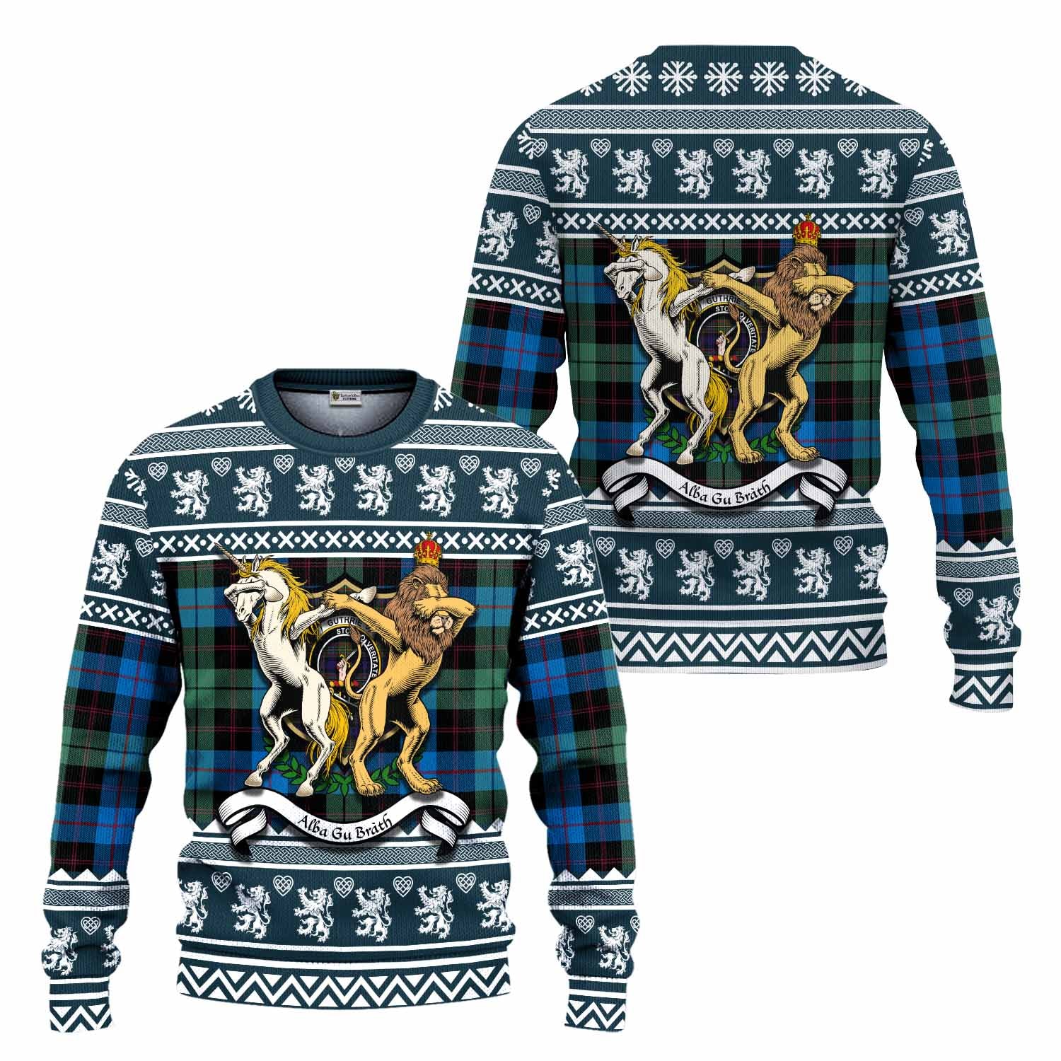 Guthrie Clan Tartan Crest Christmas Ugly Sweater Coat of Arms Funny Style - Tartan Vibes Clothing