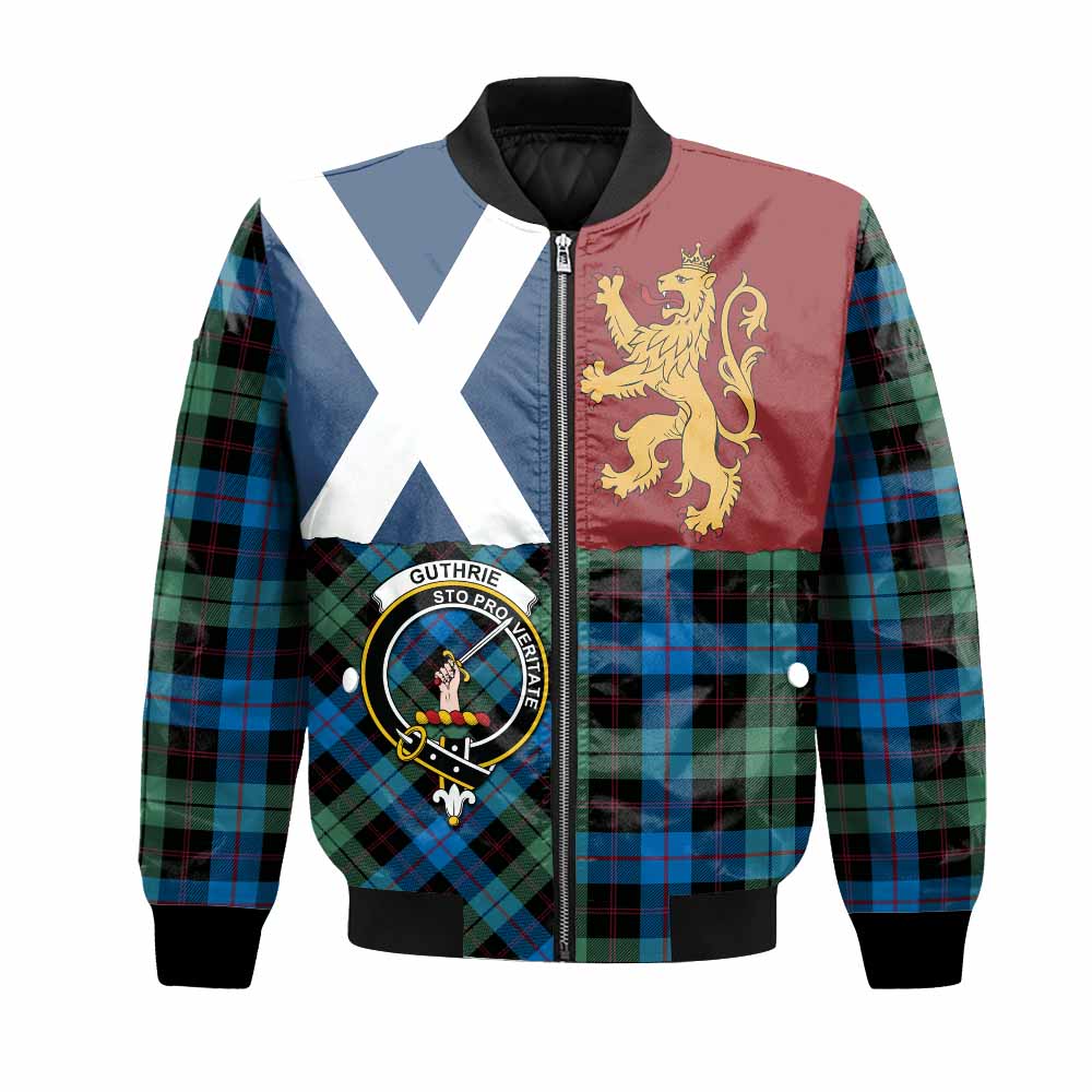Guthrie Crest Tartan Bomber Jacket with Lion Rampant Saltire Style