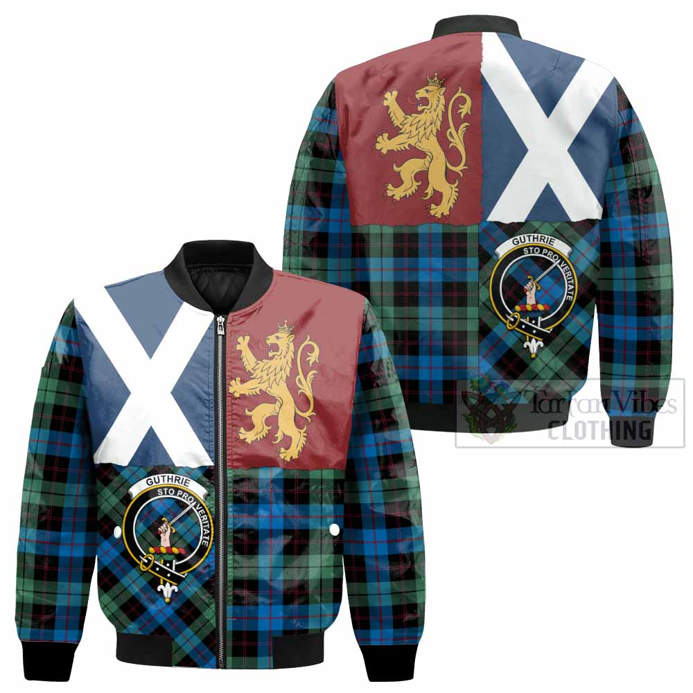 Guthrie Crest Tartan Bomber Jacket with Lion Rampant Saltire Style