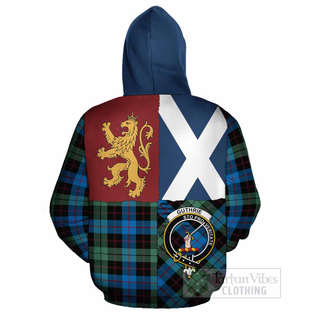 Guthrie Crest Tartan Cotton Hoodie with Lion Rampant Saltire Style - Tartan Vibes Clothing