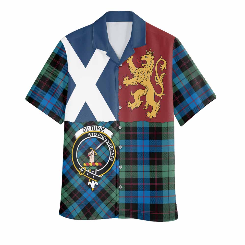Guthrie Crest Tartan Hawaiian Shirt with Lion Rampant Saltire Style