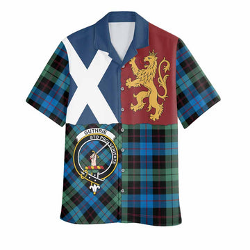 Guthrie Crest Tartan Hawaiian Shirt with Lion Rampant Saltire Style