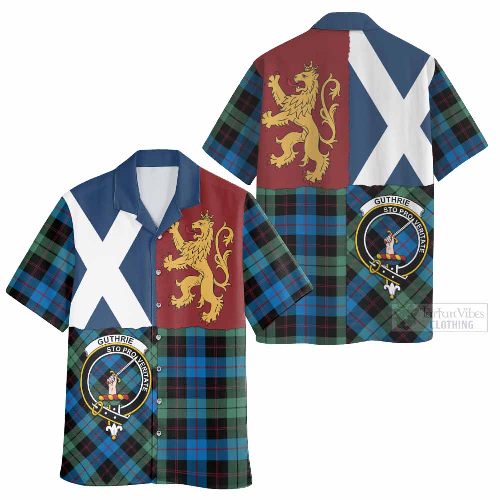 Guthrie Crest Tartan Hawaiian Shirt with Lion Rampant Saltire Style