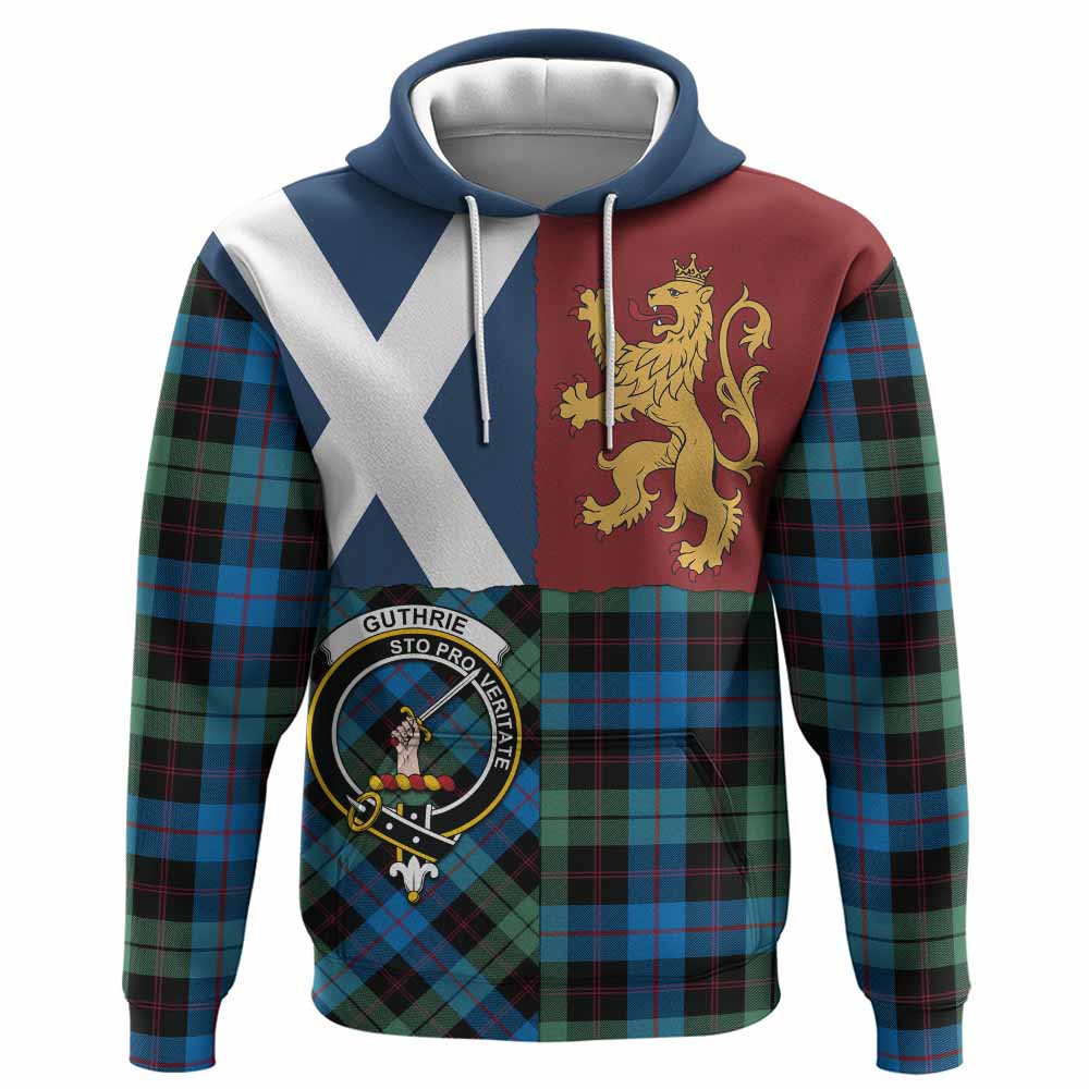 Guthrie Crest Tartan Hoodie with Lion Rampant Saltire Style