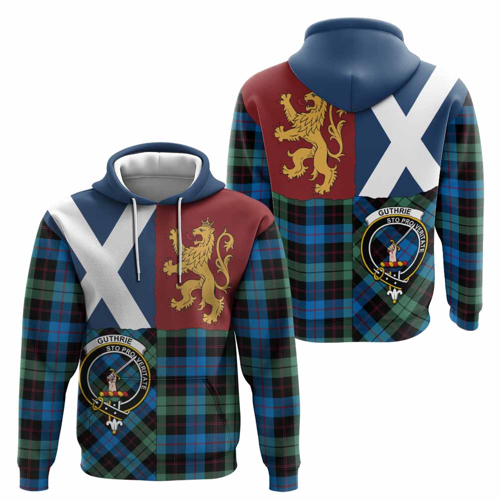 Guthrie Crest Tartan Hoodie with Lion Rampant Saltire Style
