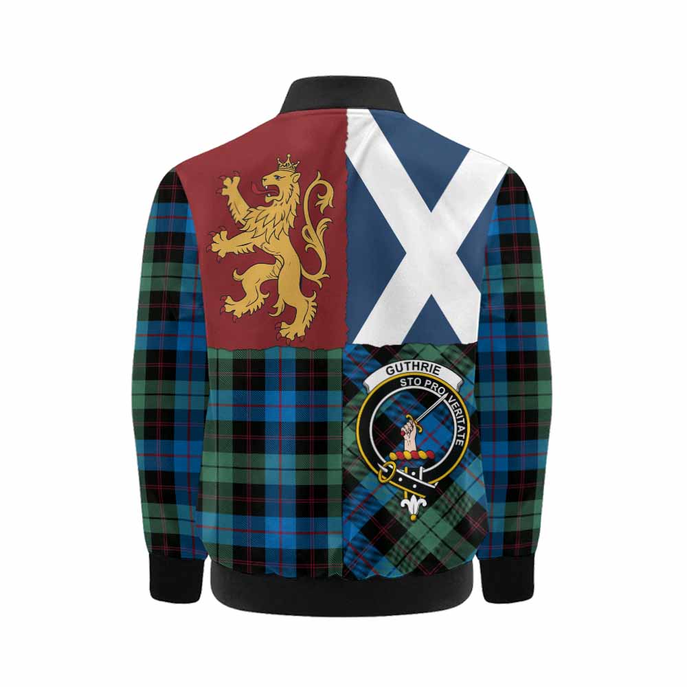 Guthrie Crest Tartan Kid Bomber Jacket with Lion Rampant Saltire Style - Tartan Vibes Clothing