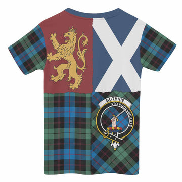 Guthrie Crest Tartan Kid T-shirt with Lion Rampant Saltire Style