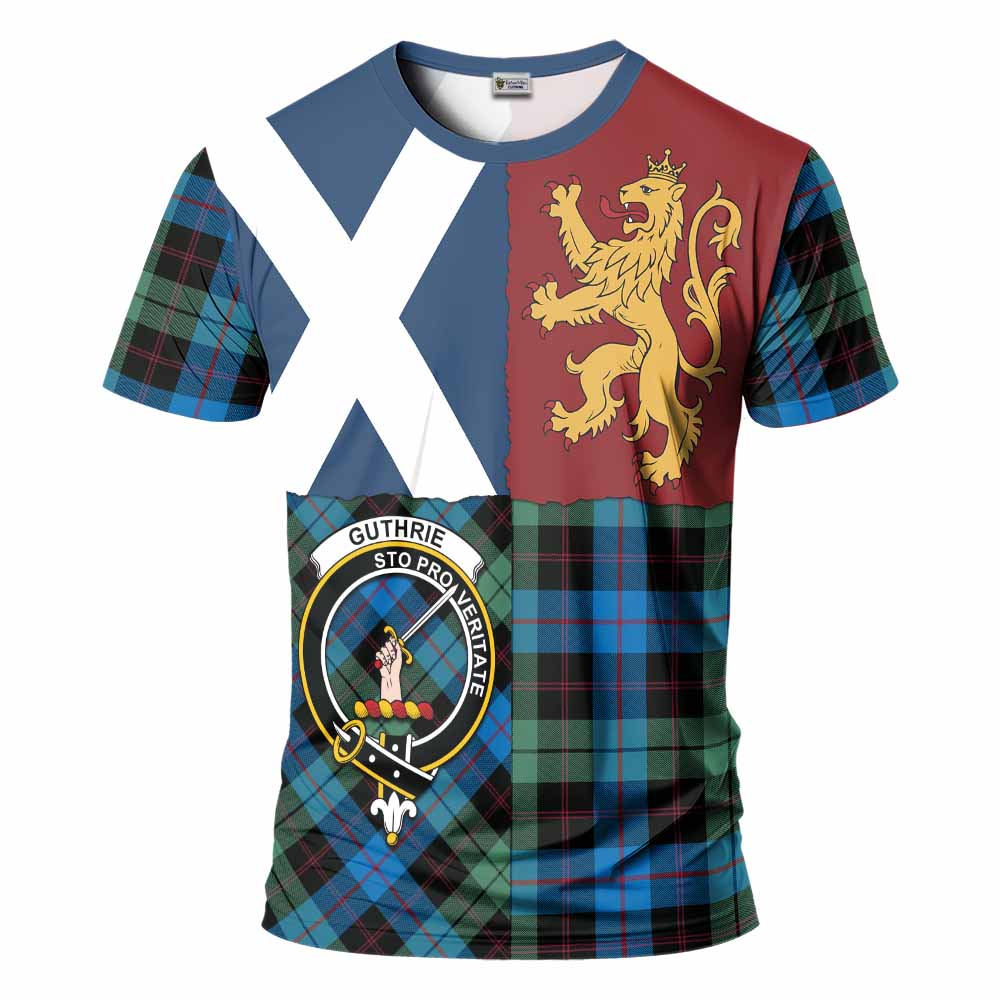 Guthrie Crest Tartan T-Shirt with Lion Rampant Saltire Style