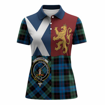 Guthrie Crest Tartan Women Polo Shirt with Lion Rampant Saltire Style