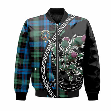 Guthrie Family Crest Tartan Bomber Jacket Alba Thistle Inspired