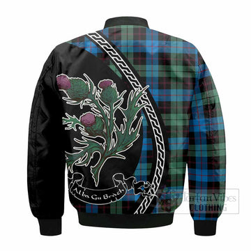 Guthrie Family Crest Tartan Bomber Jacket Alba Thistle Inspired