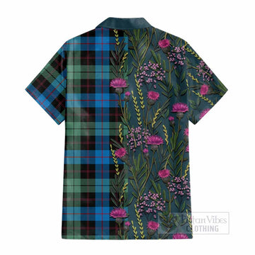 Guthrie Family Crest Tartan Cotton Hawaiian Shirt Scottish Thistle Flower Pattern Half Style