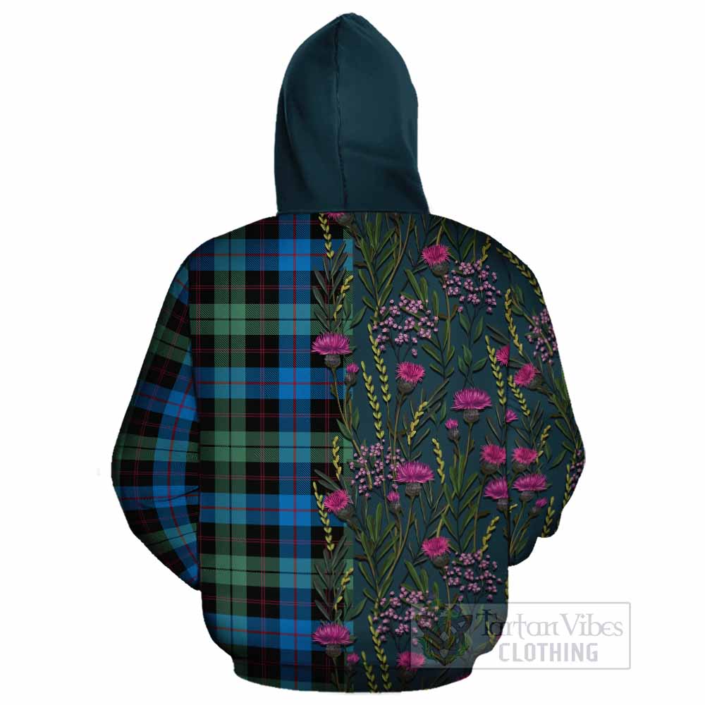 Guthrie Family Crest Tartan Cotton Hoodie Scottish Thistle Flower Pattern Half Style - Tartan Vibes Clothing