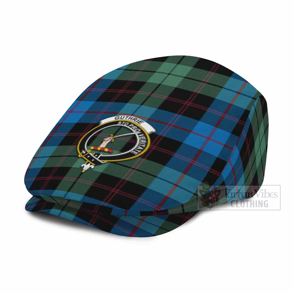 Guthrie Family Crest Tartan Jeff Cap, Tartan Flat Cap