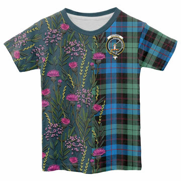 Guthrie Family Crest Tartan Kid T-shirt Scottish Thistle Flower Pattern Half Style