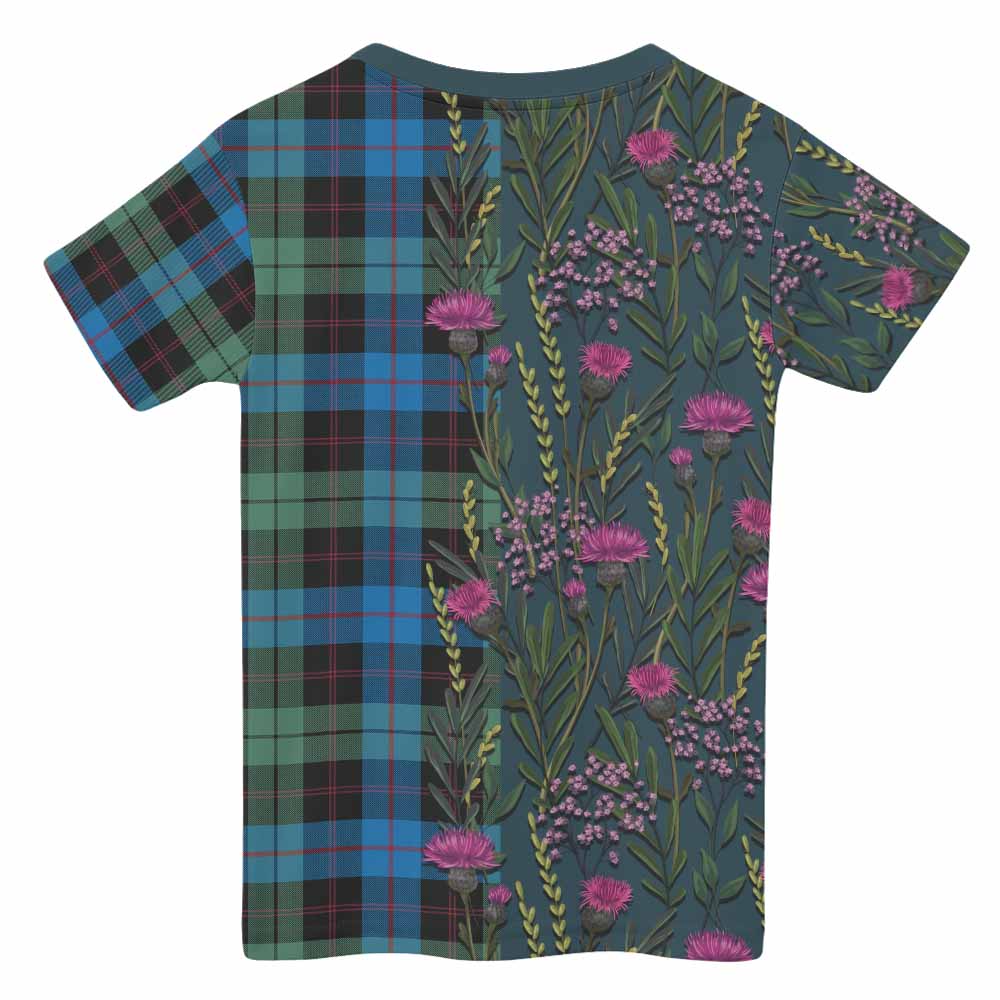 Guthrie Family Crest Tartan Kid T-shirt Scottish Thistle Flower Pattern Half Style - Tartan Vibes Clothing