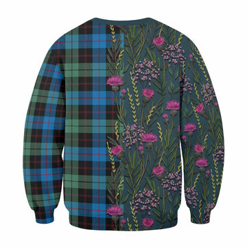 Guthrie Family Crest Tartan Sweatshirt Scottish Thistle Flower Pattern Half Style - Tartan Vibes Clothing