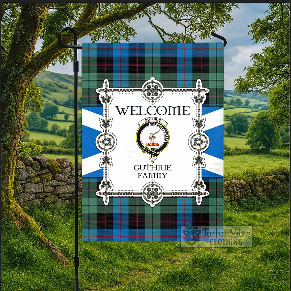 Guthrie Family Crest Tartan Welcome Garden Flag Saltire Harmony Style - Tartan Vibes Clothing