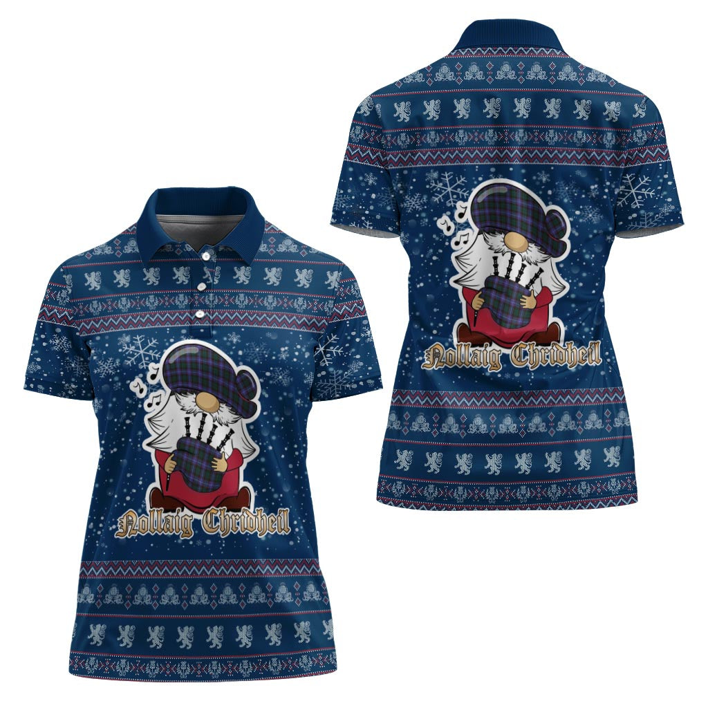 Guthrie Modern Clan Christmas Family Polo Shirt with Funny Gnome Playing Bagpipes - Tartanvibesclothing