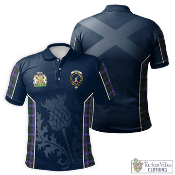 Guthrie Modern Tartan Men's Polo Shirt with Family Crest and Scottish Thistle Vibes Sport Style