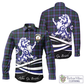 Guthrie Modern Tartan Long Sleeve Button Up Shirt with Alba Gu Brath Regal Lion Emblem