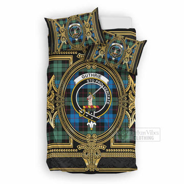 Guthrie Scottish Tartan Crest Bedding Set Royal Stylized