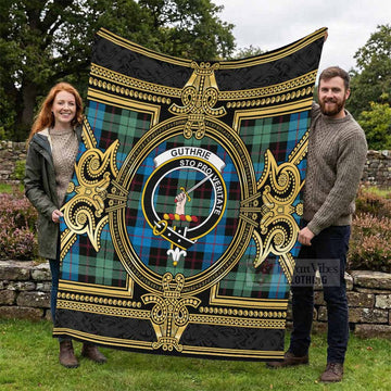Guthrie Scottish Tartan Crest Blanket Royal Stylized - Tartan Vibes Clothing