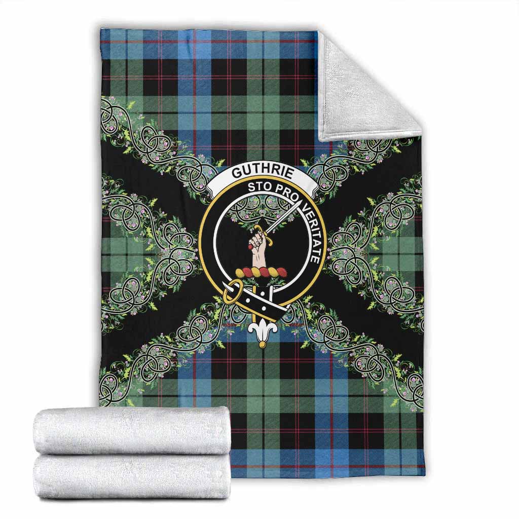 Guthrie Scottish Tartan Crest Blanket Thistle Celtic Knotwork Heritage Art