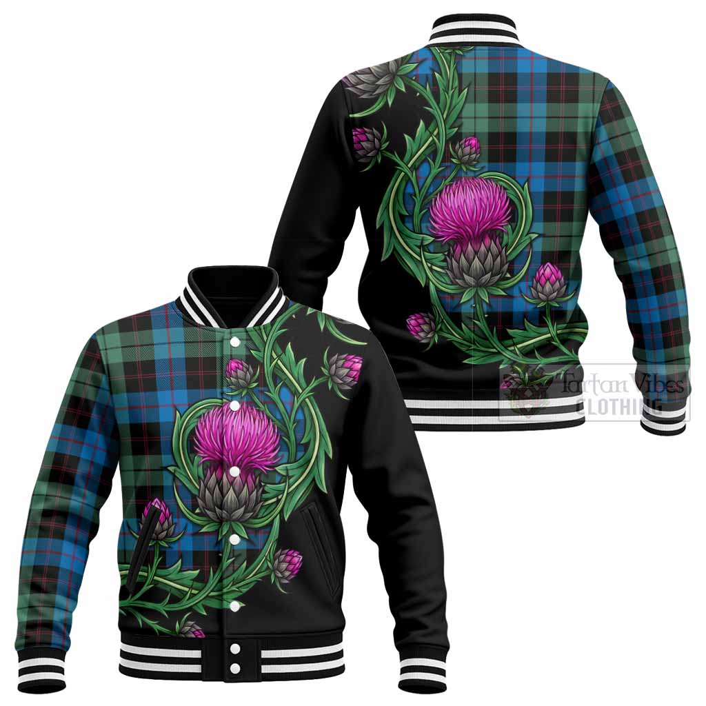 Guthrie Tartan Baseball Jacket Resilient Scottish Thistle - Tartan Vibes Clothing