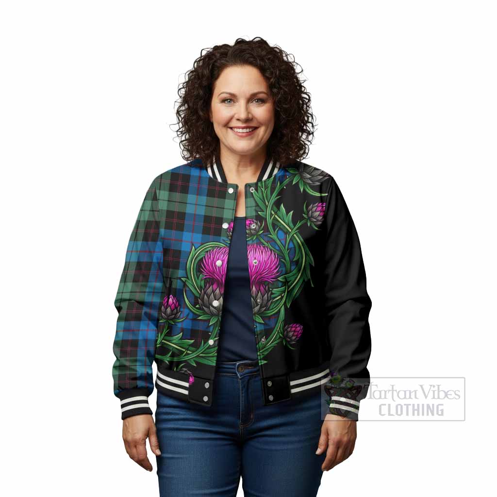 Guthrie Tartan Baseball Jacket Resilient Scottish Thistle - Tartan Vibes Clothing