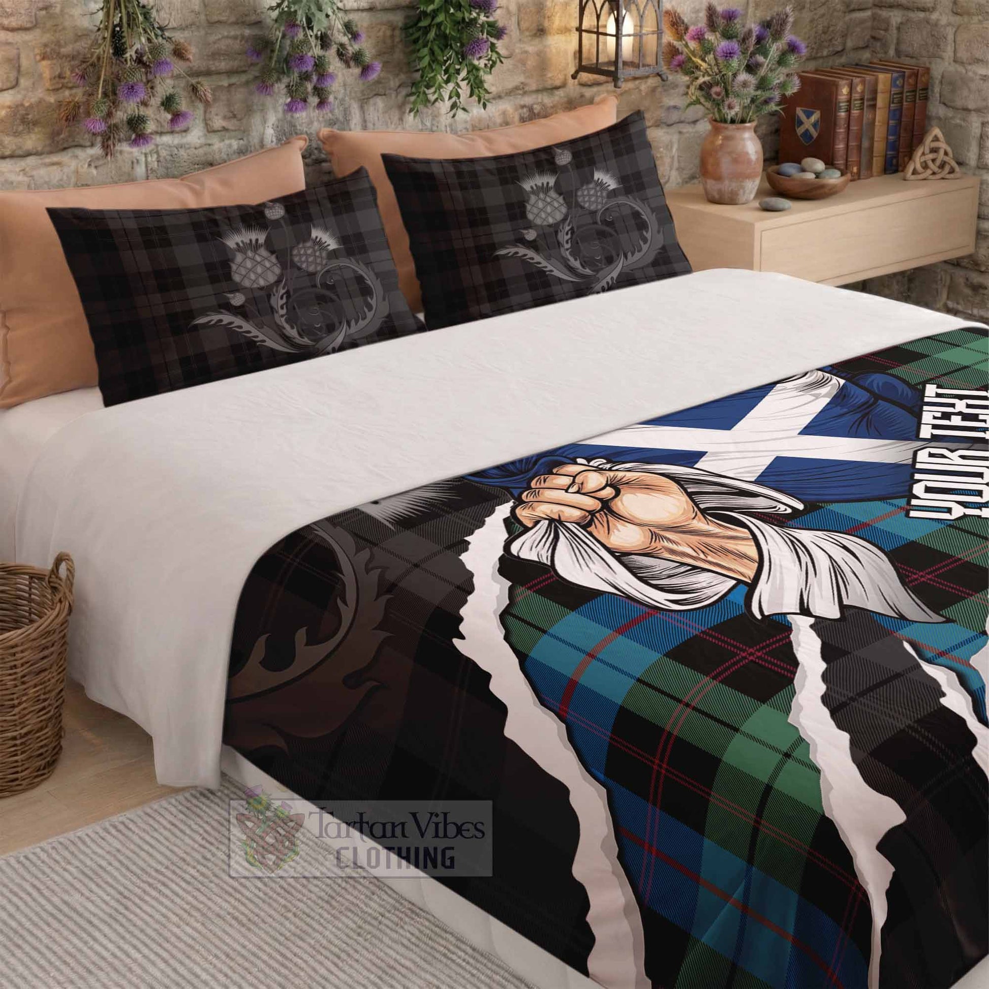 Guthrie Tartan Bedding Set Hands with Scotland National Flags