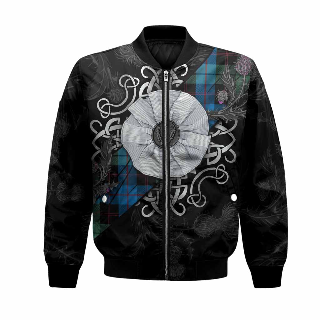 Guthrie Tartan Bomber Jacket Jacobite White Rose Unisex Black - Tartan Vibes Clothing