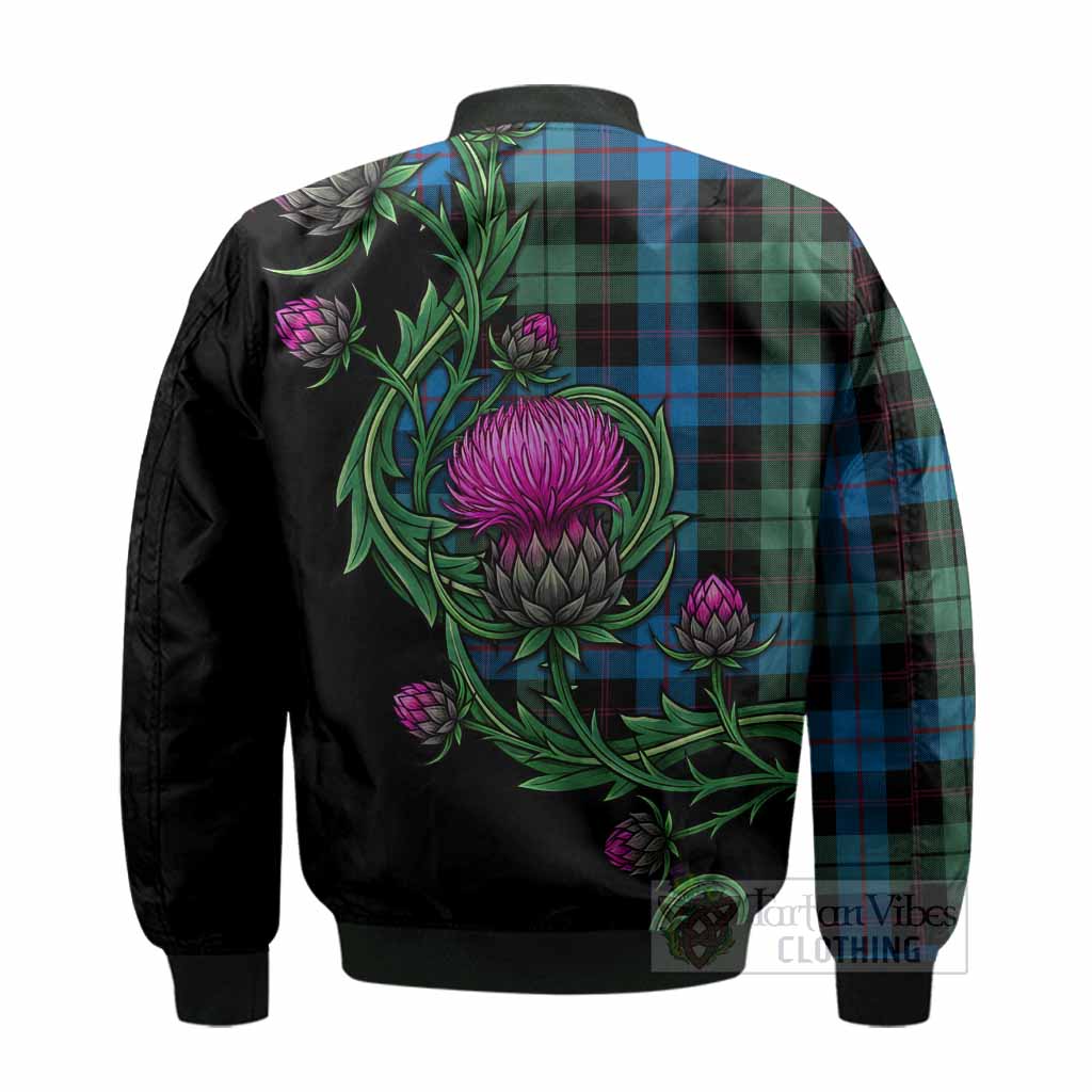 Guthrie Tartan Bomber Jacket Resilient Scottish Thistle - Tartan Vibes Clothing