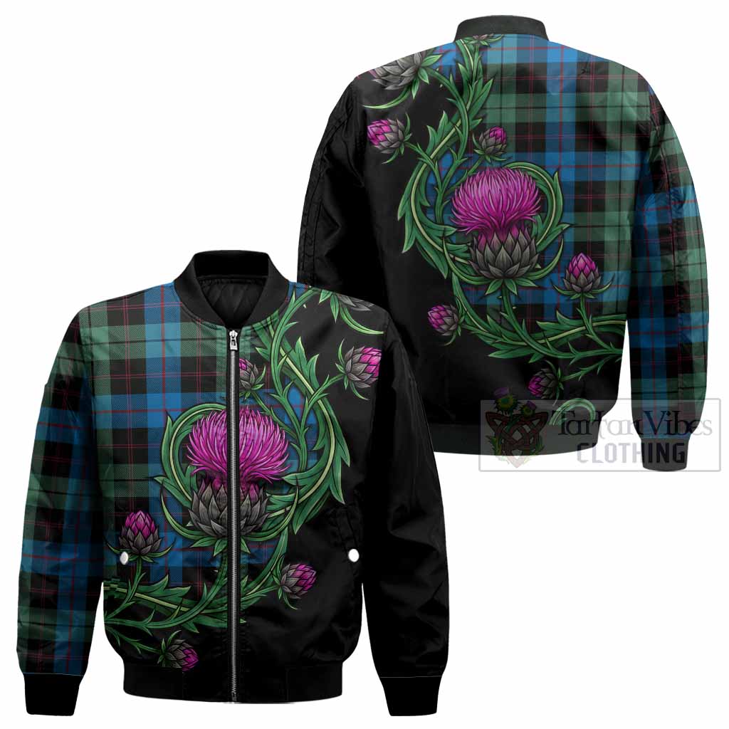 Guthrie Tartan Bomber Jacket Resilient Scottish Thistle - Tartan Vibes Clothing