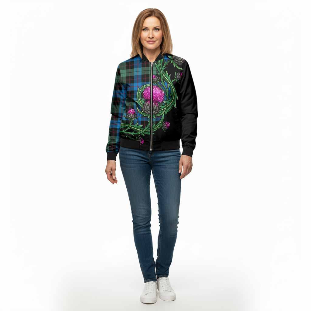 Guthrie Tartan Bomber Jacket Resilient Scottish Thistle - Tartan Vibes Clothing