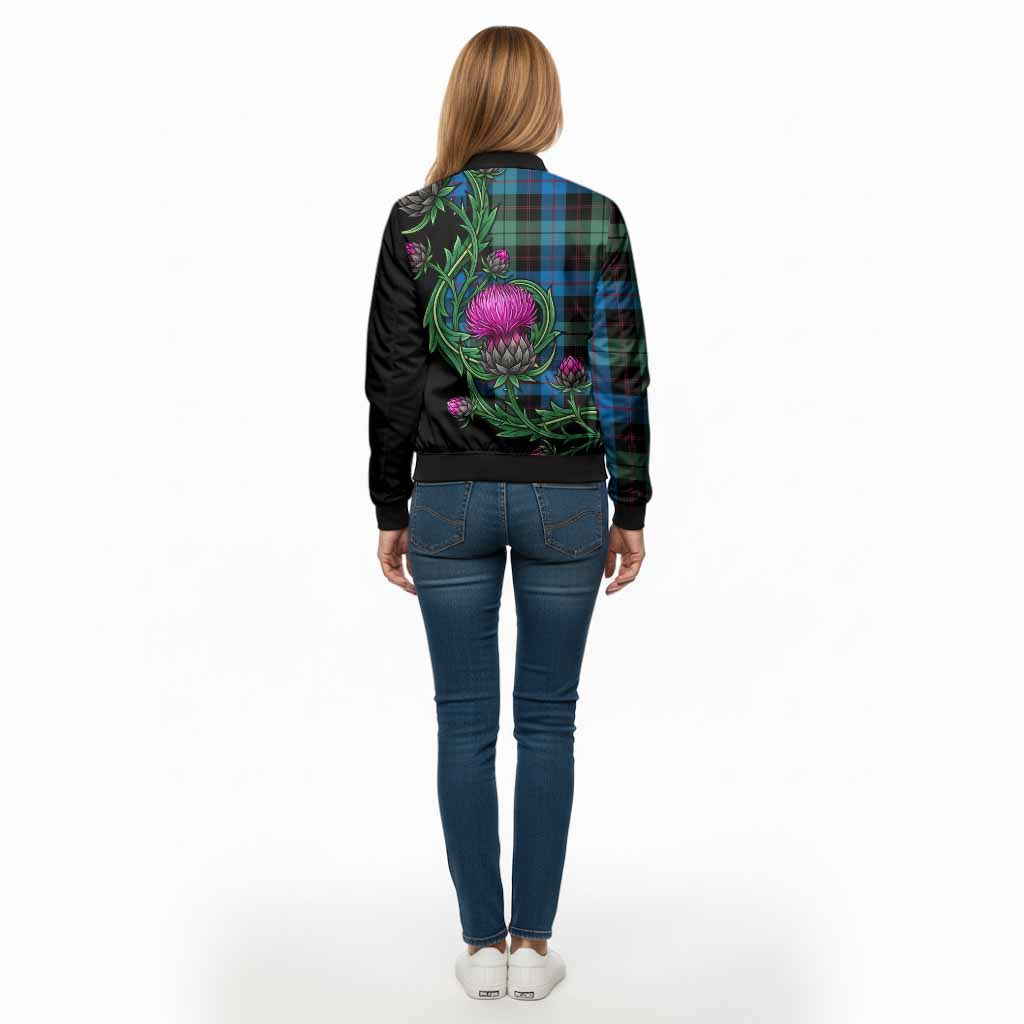 Guthrie Tartan Bomber Jacket Resilient Scottish Thistle - Tartan Vibes Clothing