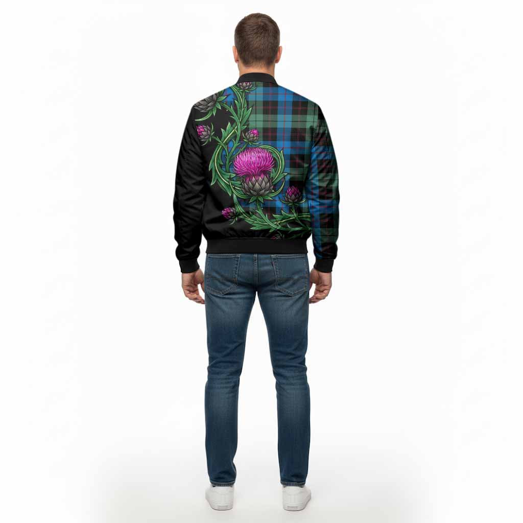 Guthrie Tartan Bomber Jacket Resilient Scottish Thistle - Tartan Vibes Clothing