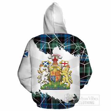 Guthrie Tartan Cotton Hoodie with Family Crest and Lion Rampant Grunge Style