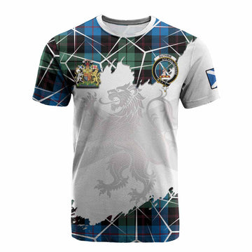 Guthrie Tartan Cotton T-shirt with Family Crest and Lion Rampant Grunge Style