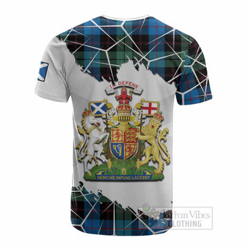 Guthrie Tartan Cotton T-shirt with Family Crest and Lion Rampant Grunge Style