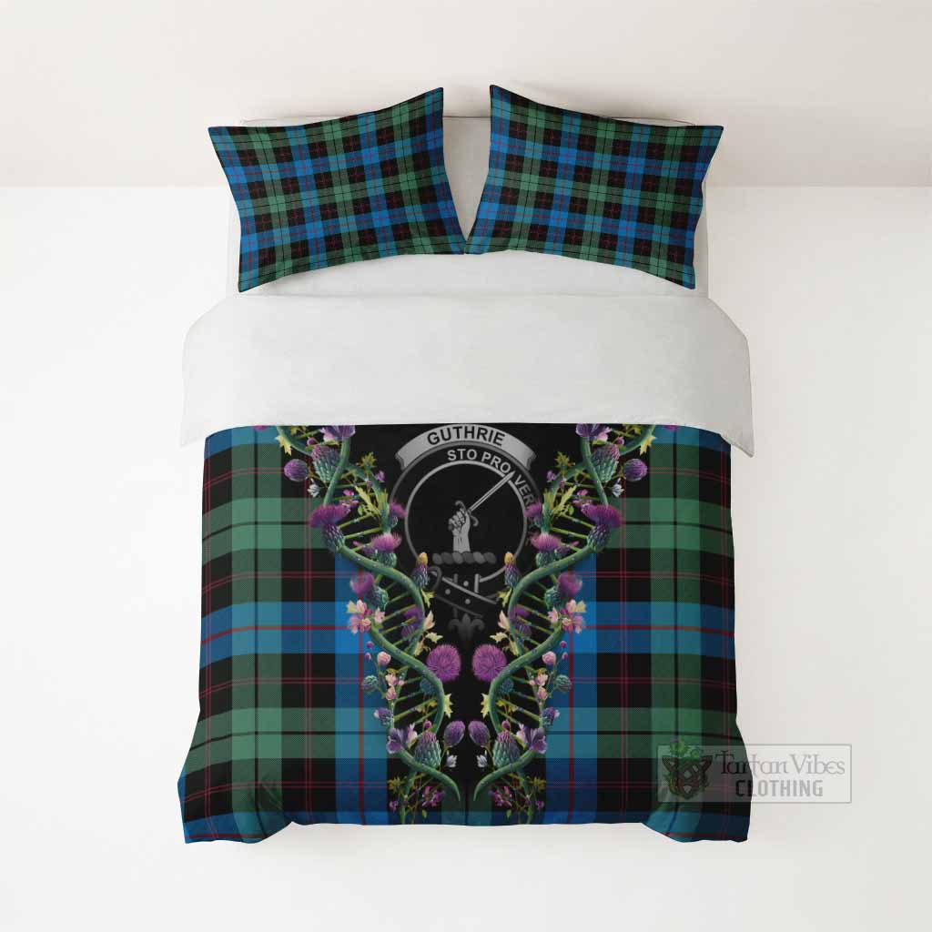 Guthrie Tartan Crest Bedding Set Scottish Heritage Thistle DNA