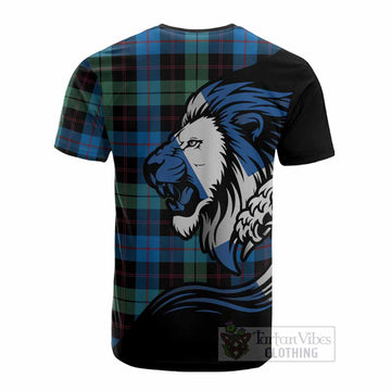 Guthrie Tartan Crest Cotton T-shirt Scottish Golden Lions Wave Flow